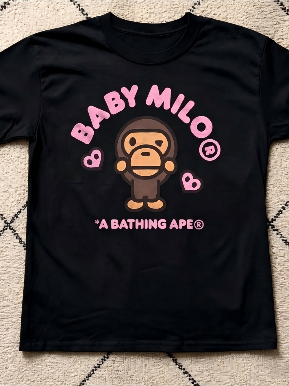 Baby Milo Pink Heart Cute Cartoon Graphic Womens Mens T-shirt Unisex